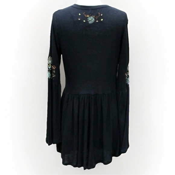 The Free People Black Embroidered Tunic Top or Mini Dress - Picture 2 of 5